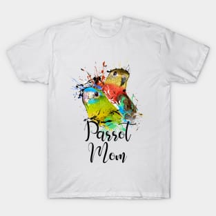 Turquoise Parakeet Parrot Mom White T-Shirt